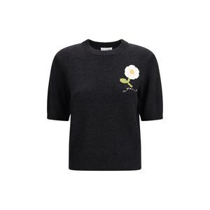 Ganni Women Short-Sleeve Merino Wool Sweater
